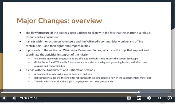 screenshot of Charter April call screenshot, major changes overview slide