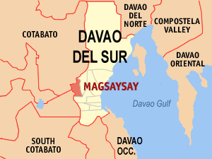 Mapa sa Davao del Sur nga nagpakita kon asa nahimutang ang Magsaysay