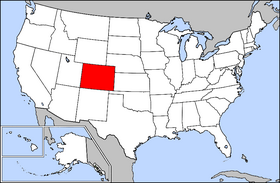 Zemljevid Združenih držav z označeno državo Kolorado