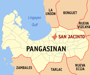 Mapa han Pangasinan nga nagpapakita kon hain nahamutang an San Jacinto