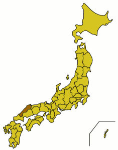 Map showing Shimane Prefecture in Japan