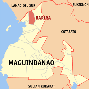 Mapa han Maguindanao nga nagpapakita kon hain nahamutangan an Barira