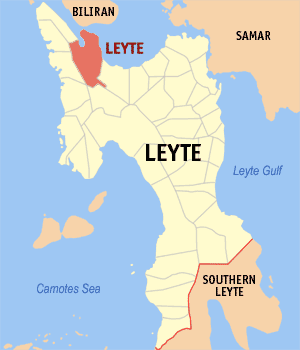 Mapa sa Lalawigan sa Leyte nga nagpakita kon asa nahimutang ang Lungsod sa Leyte