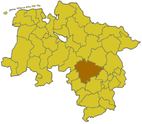 Lage der Region Hannover di Niedersachsen