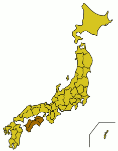 Japan med Shikoku markerad