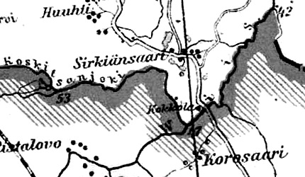 Деревня Сиркиянсаари на карте 1923 года