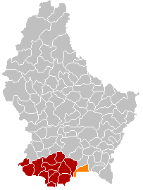 Kommunens läge i Luxemburg