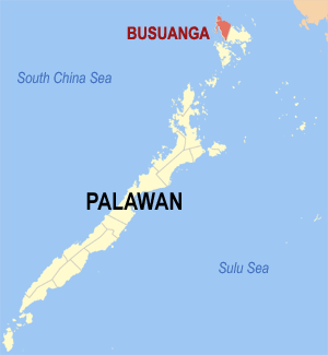 Mapa sa Palawan nga nagpakita kon asa nahimutang ang Busuanga