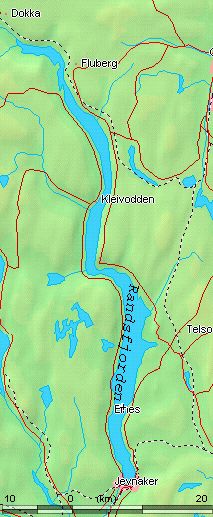 Kort over Randsfjorden