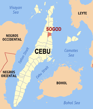 Bản đồ Cebu với vị trí của Sogod