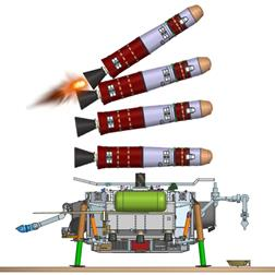 La fusée MAV emportant le containeur à échantillons OS est éjectée par le SRL puis mise à feu.