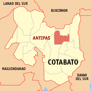 Mapa ng Cotabato na nagpapakita ng Antipas