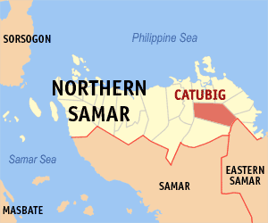 Mapa sa Amihanang Samar nga nagpakita kon asa nahimutang ang Catubig