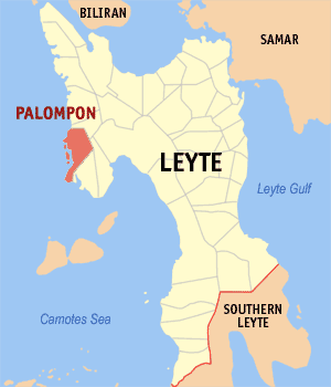 Mapa han Leyte nga nagpapakita kon hain an Palompon