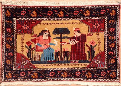 Persischer Bildteppich (Bachtiari) im figuralen Stil