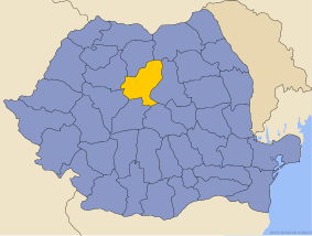 Administrative map of Руминия with Муреш county highlighted