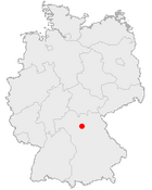 Mapa da Alemanha, posição de Bamberga acentuada