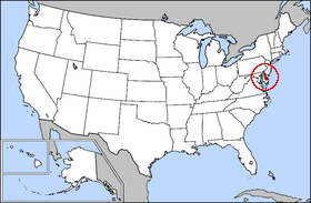 Mapa ning United States with Delaware highlighted