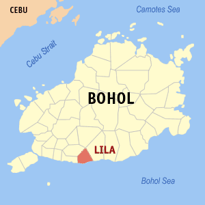 Mapa sa Bohol nga nagapakita kon asa nahimutangan ang Lila