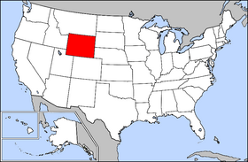 Zemljevid Združenih držav z označeno državo Wyoming
