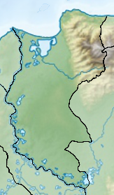 Mapa konturowa Magdalena, u góry po prawej znajduje się czarny trójkącik z opisem „Pico Cristóbal Colón”