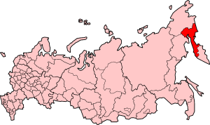 Korjakia på kartet over Russland