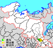 京都府久世郡の位置（緑：久御山町 薄黄：後に他郡に編入された区域 薄緑・水色：後に他郡から編入した区域）