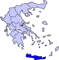 Ligging van Kreta in die suidelike Egeïese See