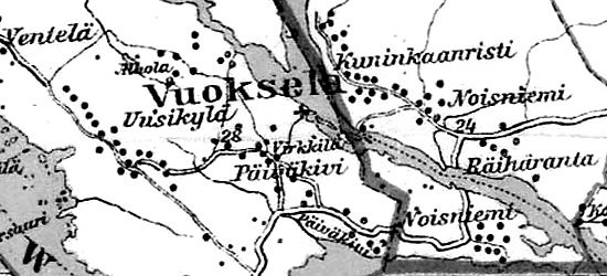 Деревня Кунинканристи на финской карте 1923 года