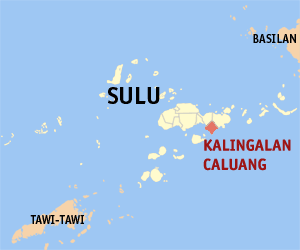 Mapa sa Sulu nga nagpakita sa nahimutangan sa Kalingalan Caluang.