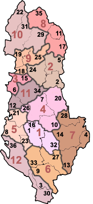 Albánské kraje a okresy