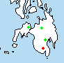 Distribución de T. apoensis en verde y T. echinatus en rojo.