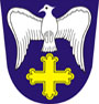 Gemeinde Maingründel In Blau über einem goldenen Kleeblattkreuz eine silberne Taube mit ausgebreiteten Flügeln.[15]