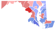 County map of Maryland, showing which candidates in the 1966 election won which county