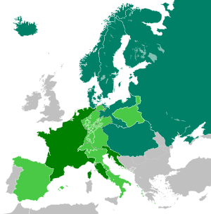 Karta Evrope i Prvog Francuskog Carstva 1812.   Prvo Francusko Carstvo   Vazali Francuskog Carstva   Kontinentalna blokada