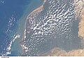 Delta and Cumulus clouds, river mouth near Rosetta