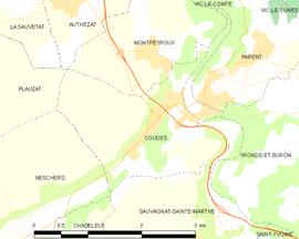Mapa obce Coudes