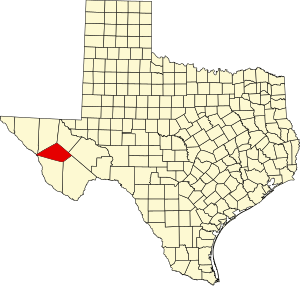 Map of Texas highlighting Jeff Davis County