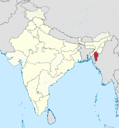 Localizacion de l'estat de Mizoram en Índia