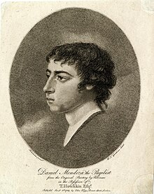 Portrait of the boxer Daniel Mendoza, head only facing to left, in three-quarter profile in an oval; after Robineau. 1789 Etching and stipple