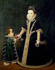 Portrait de Marguerite de Savoie avec un nain (vers 1595), localisation inconnue[8].