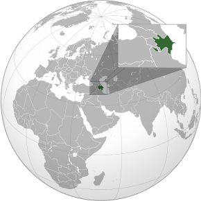 Poloha Ázerbájdžánu (zeleně)