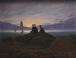 La Luna saliendo a la orilla del mar (Mondaufgang am Meer), 1822, 55 cm × 71 cm, óleo sobre lienzo, Berlín, Nationalgalerie