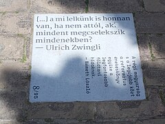 Kossuth Platz, Ulrich Zwingli - László Németh Plaque, 2021 Hódmezővásárhely.jpg