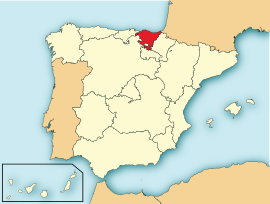 पाईज बास्कोचे स्पेन देशाच्या नकाशातील स्थान