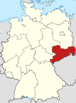Zemljevid Nemčije z označeno lego Saške