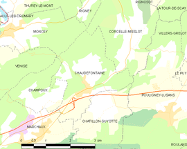 Mapa obce Chaudefontaine