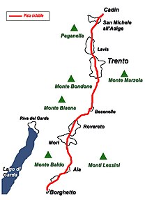 map of Ciclopista della valle dell'Adige, Etschtalradweg