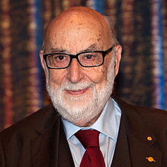 Nobelpristagaren François Englert under presskonferens i Stockholm, december 2013.