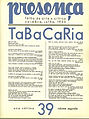 "Tabacaria", Álvaro de Campos, Presença Nr. 39, Coimbra, Julho 1933.